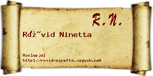 Rövid Ninetta névjegykártya